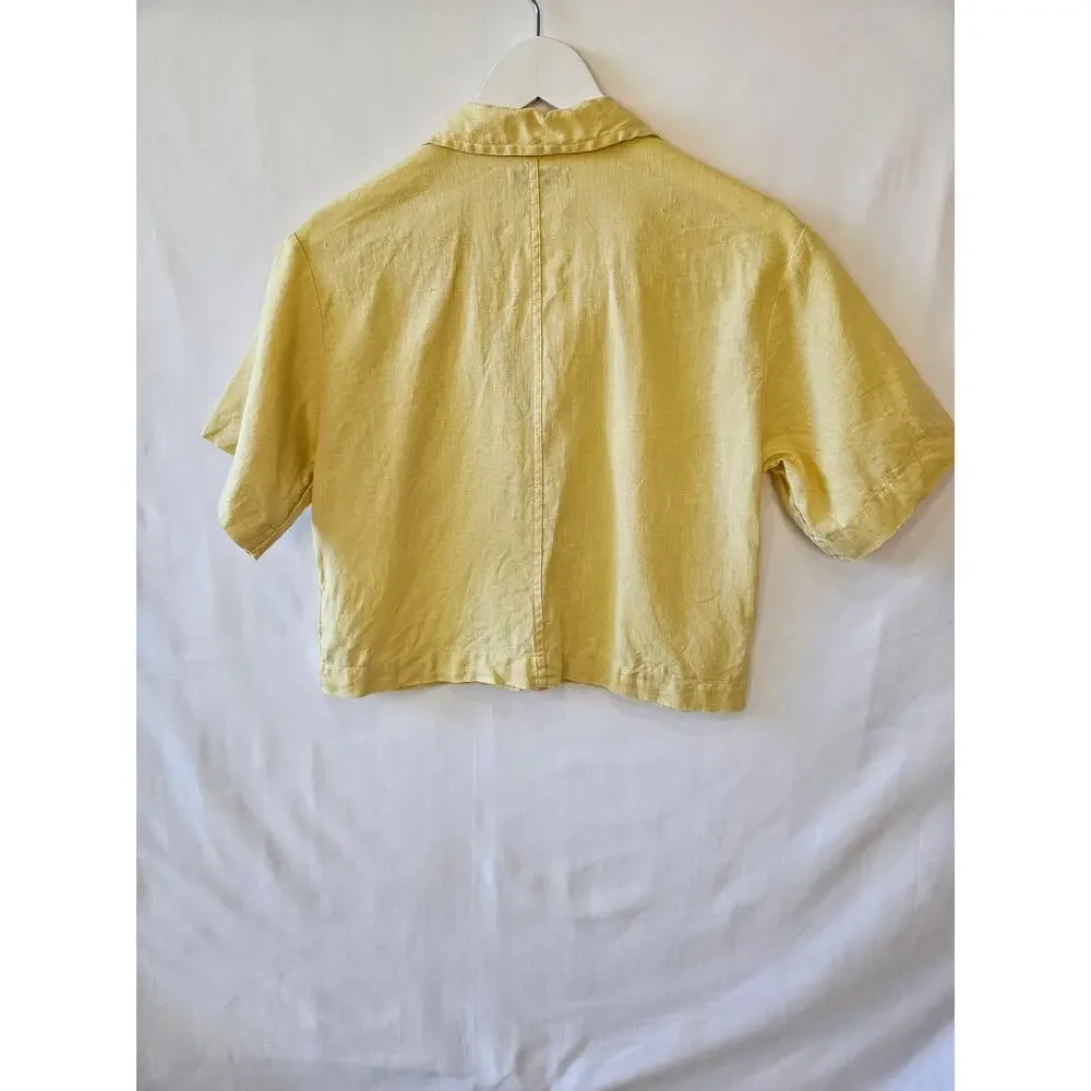 Madewell Bundle Crop Button Up Shirt Yellow Plaid Small - Picture 3 of 13